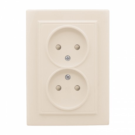 Розетка 2-мест. СП б/з 10А бежевый с защ. штор. Минск EKF ERR10-102-200