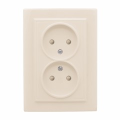 Розетка 2-мест. СП б/з 10А бежевый с защ. штор. Минск EKF ERR10-102-200
