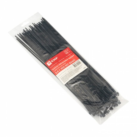 Хомут нейлоновый черный (3,6х300) (100шт.) EKF Basic plc-cb-3.6x300