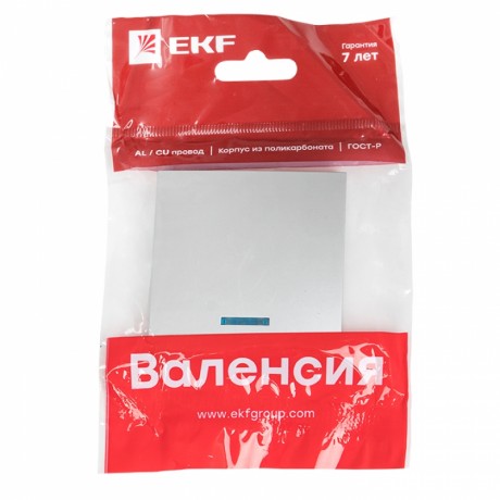 Валенсия лицевая панель выключателя 1-кл. с индикатором 10А сталь EKF PROxima ESV10-L-121-30