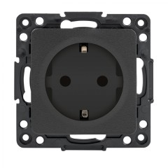 Стокгольм Механизм Розетки 1-местной с/з 16А черный с защ. штор. EKF PROxima EZR16-028-10