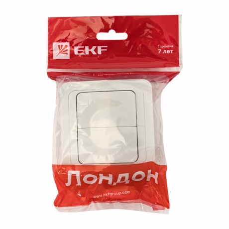 Лондон Выключатель 2-клавишный 10А белый EKF PROxima EEV10-023-10