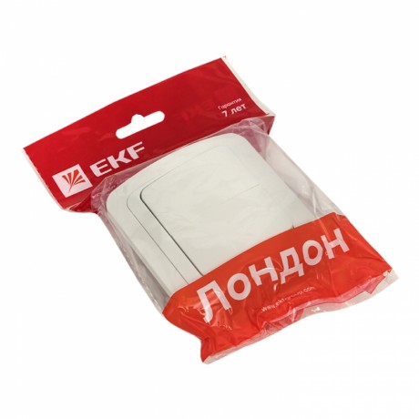 Лондон Выключатель 2-клавишный 10А белый EKF PROxima EEV10-023-10