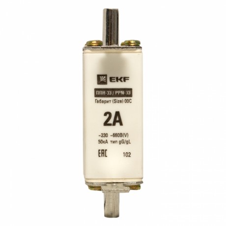 Плавкая вставка ППН-33 100/ 2А габарит 00С EKF PROxima fus-33/100/2