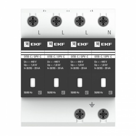 Ограничитель импульсных напряжений ОПВ-C/4P In 20кА 385В с сигн. EKF PROxima opv-c4