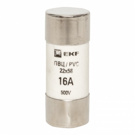 Плавкая вставка цилиндрическая ПВЦ (22х58) 16А EKF PROxima pvc-22x58-16