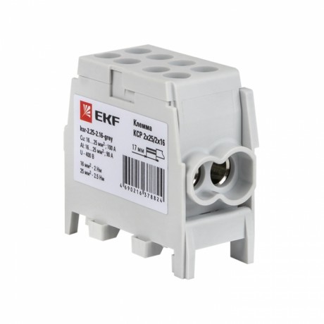 Клемма распределительная КСР с двойным винтом 2x25/2x16 серая EKF PROxima ksr-2.25-2.16-grey