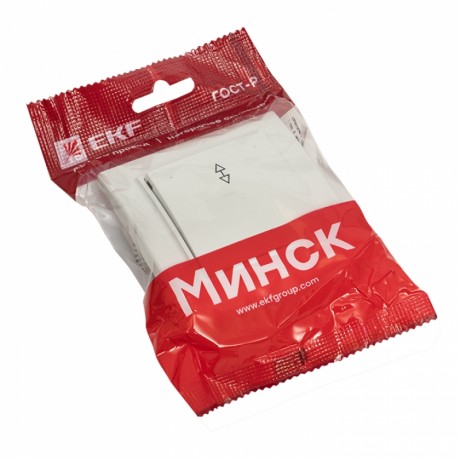 Минск Выключатель 1-клавишный СП проходной, 10А, белый EKF Basic ERV10-025-10