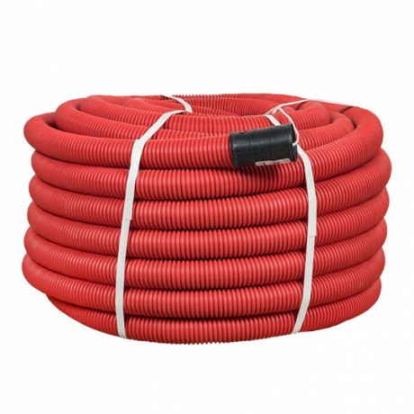 Труба гофр. двустенная ПНД/ПНД гибкая с протяжкой d50 мм (50 м) красная EKF-Plast tg2st-50-50m