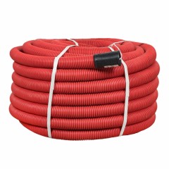 Труба гофр. двустенная ПНД/ПНД гибкая с протяжкой d50 мм (50 м) красная EKF-Plast tg2st-50-50m
