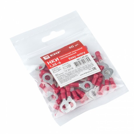 Наконечник кольцевой изолированный НКИ 1.5-6 (50шт.) EKF PROxima nki-1.25-6n