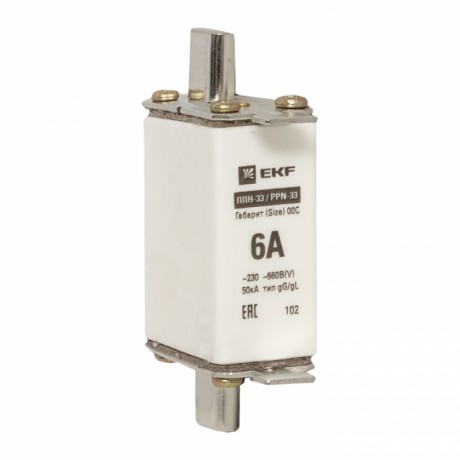 Плавкая вставка ППН-33 100/6А габарит 00С EKF PROxima fus-33/100/6