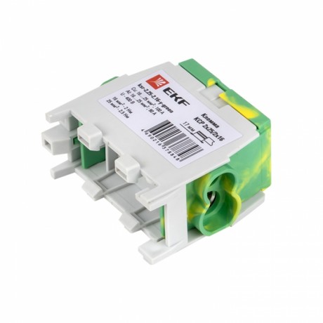 Клемма распределительная КСР с двойным винтом 2x25/2x16 желто-зеленая EKF PROxima ksr-2.25-2.16-y-green