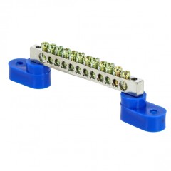 Шина 0 N (6x9мм) 12 отв. цинк 2 синих угловых изолятора EKF PROxima sn1-63-12-2