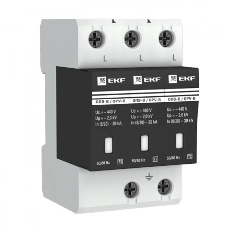 Ограничитель импульсных напряжений ОПВ-B/3P In 30кА 440В с сигн. EKF PROxima opv-b3