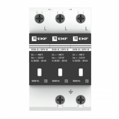 Ограничитель импульсных напряжений ОПВ-B/3P In 30кА 440В с сигн. EKF PROxima opv-b3