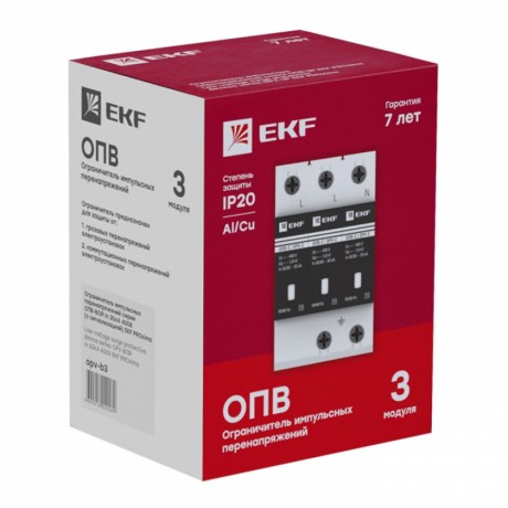 Ограничитель импульсных напряжений ОПВ-B/3P In 30кА 440В с сигн. EKF PROxima opv-b3
