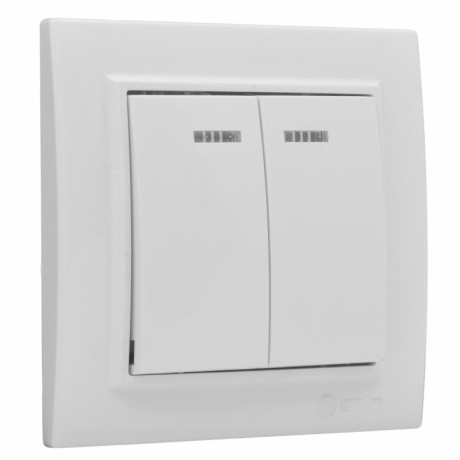 Минск Выключатель 2-клавишный СП с индикатором,10А, белый EKF Basic ERV10-123-10