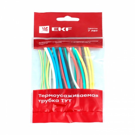 Термоусаживаемая трубка ТУТ нг 2/1 набор:7 цветов по 3шт. 100мм. EKF PROxima tut-n-2