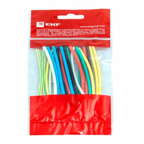 Термоусаживаемая трубка ТУТ нг 2/1 набор:7 цветов по 3шт. 100мм. EKF PROxima tut-n-2