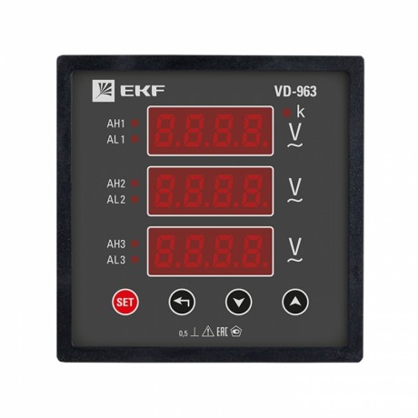 VD-963 Вольтметр цифровой на панель (96х96) трехфазный EKF PROxima vd-963