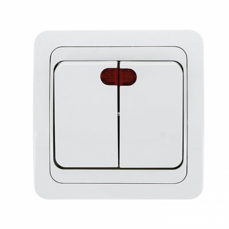 Лондон Выключатель 2-клавишный с индикатором 10А белый EKF PROxima EEV10-123-10