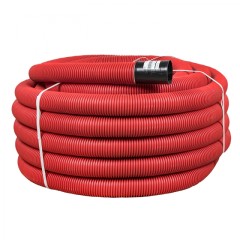 Труба гофр. двустенная ПНД/ПНД гибкая с протяжкой d75 мм (50 м) красная EKF-Plast tg2st-75-50m
