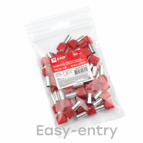 Наконечник штыревой втулочный изолированный НШвИ(2) 10,0-14 (50шт.) EKF PROxima nhvi2-10,0-14