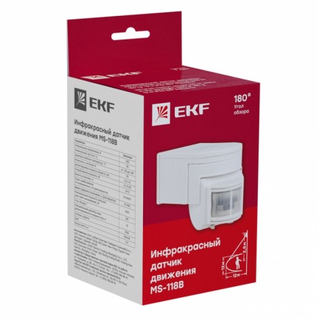 ИК датчик движения наст. 1200Вт 180гр. до 12м IP44 MS-118B EKF PROxima dd-ms-118B