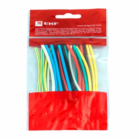 Термоусаживаемая трубка ТУТ нг 4/2 набор:7 цветов по 3шт. 100мм. EKF PROxima tut-n-4