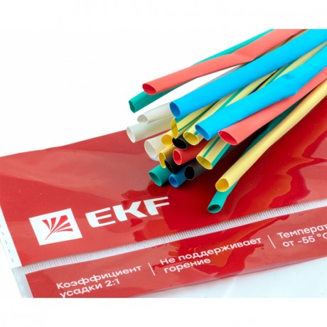 Термоусаживаемая трубка ТУТ нг 4/2 набор:7 цветов по 3шт. 100мм. EKF PROxima tut-n-4