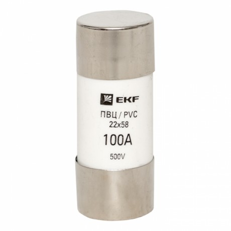 Плавкая вставка цилиндрическая ПВЦ (22х58) 100А EKF PROxima pvc-22x58-100
