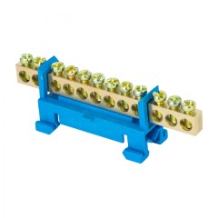 Шина 0 N (6х9мм) 12 отверстий латунь синий изолятор тип Стойка на DIN-рейку EKF PROxima sn0-63-12-sb