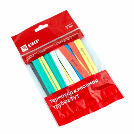 Термоусаживаемая трубка ТУТ нг 8/4 набор:7 цветов по 3шт. 100мм. EKF PROxima tut-n-8