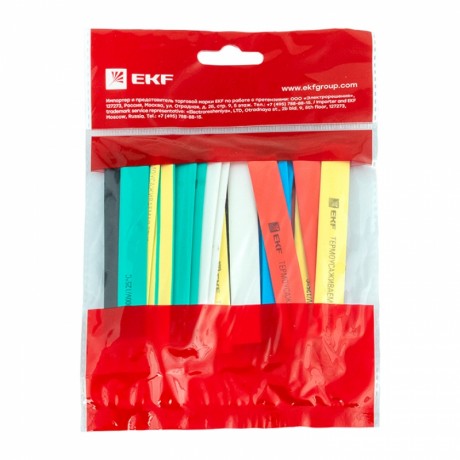 Термоусаживаемая трубка ТУТ нг 8/4 набор:7 цветов по 3шт. 100мм. EKF PROxima tut-n-8
