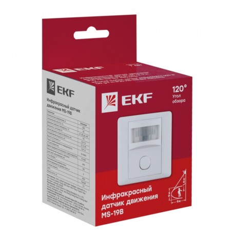 ИК датчик движения встраив. 600Вт 120гр. до 9м IP20 MS-19B EKF PROxima dd-ms-19B