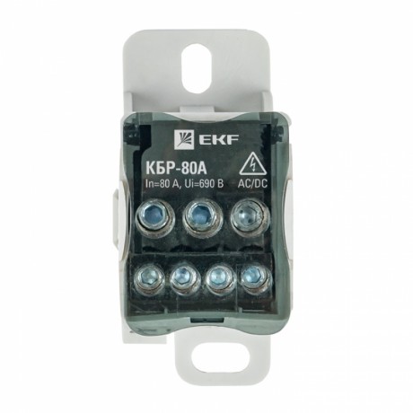 Блок распределительный КБР на DIN-рейку и монтажную панель 80A EKF PROxima plc-kbr80