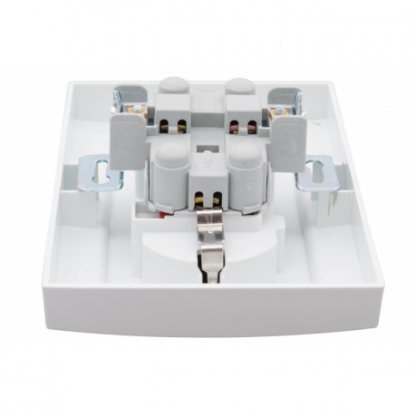 Минск Розетка 2-местная СП с заземлением 16А белая с защ. штор. EKF Basic ERR16-128-100