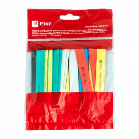 Термоусаживаемая трубка ТУТ нг 12/6 набор:7 цветов по 3шт. 100мм. EKF PROxima tut-n-12