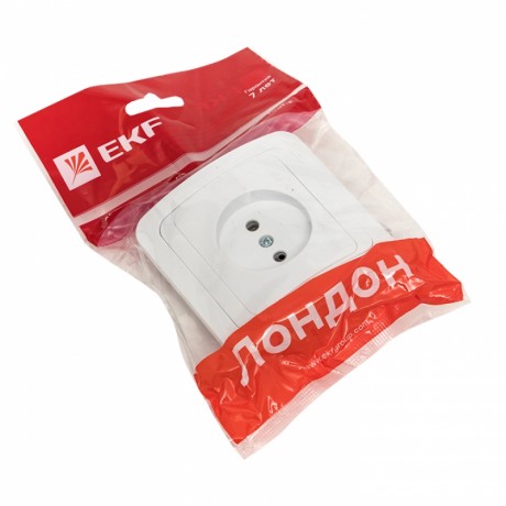 Лондон Розетка 1-местная без заземления 10А белая EKF PROxima EER10-022-10