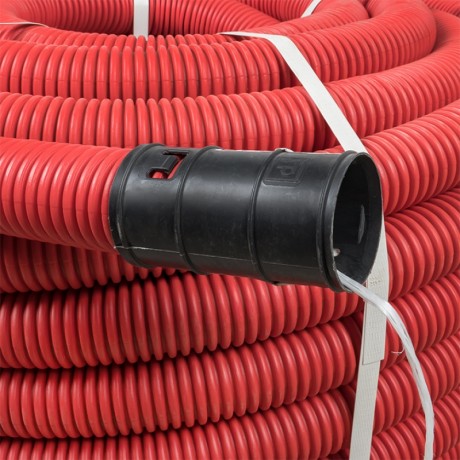 Труба гофр. двустенная ПНД/ПНД гибкая с протяжкой d110 мм (50 м) красная EKF-Plast tg2st-110-50m