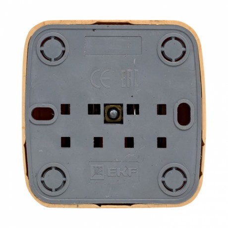 Розетка 1-местная ОП Минск 16А с заземлением светлое дерево EKF EGR16-028-30