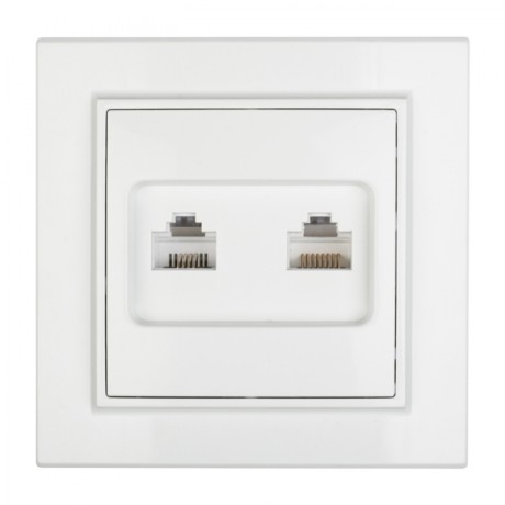 Минск Розетка RJ-45+Phone СП белая EKF Basic ERK00-135-10