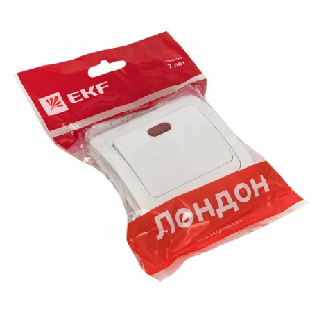 Лондон Выключатель 1-клавишный с индикатором 10А белый EKF PROxima EEV10-121-10