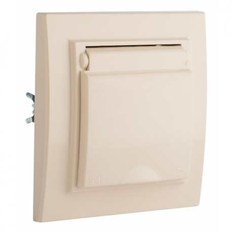 Минск Розетка 1-местная СП с/з с крышкой 16А бежевая с защ. штор. IP44 EKF ERR16-029-200-44
