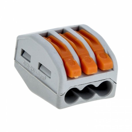 Строительно-монтажная клемма СМК 222-413 с рычагом 3 отверстия 0,08-2,5мм2 (2шт.) EKF PROxima plc-smk-413r