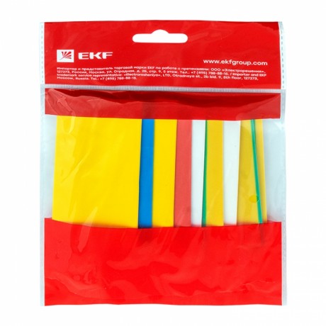 Термоусаживаемая трубка ТУТ нг 20/10 набор:7 цветов по 3шт. 100мм. EKF PROxima tut-n-20