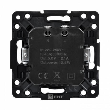 Стокгольм Механизм Розетки USB 2-местной 2,1А черный EKF PROxima EZR16-028-10-2USB