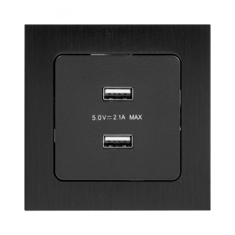Стокгольм Механизм Розетки USB 2-местной 2,1А черный EKF PROxima EZR16-028-10-2USB