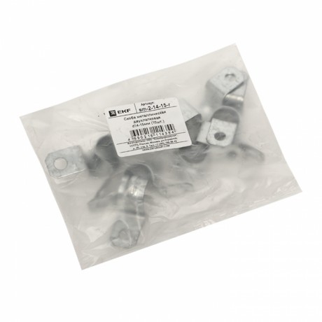 Скоба металлическая двухлапковая d14-15 мм (10 шт) EKF PROxima sm-2-14-15-r